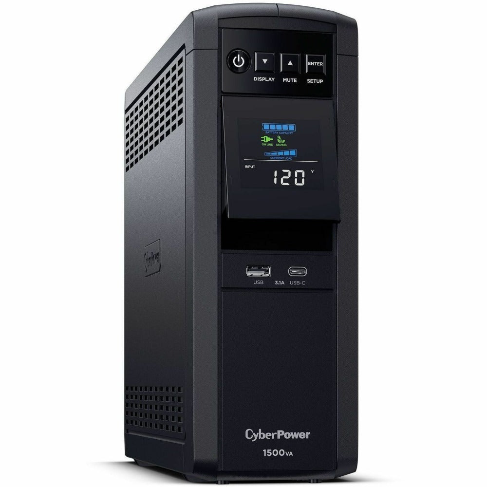 CyberPower CP1500PFCLCD UPS 1500VA 1000W PFC compatible Pure sine wave - 1500VA/900W - Tower - 2 Minute Full Load - 10 x NEMA 5-15R