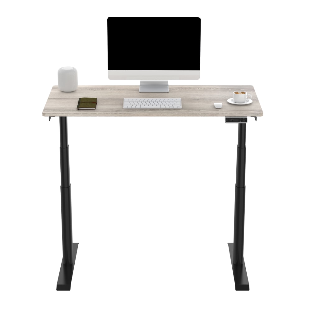 FlexiSpot E8 Electric 48inW Height-Adjustable Standing Desk, White Wood Grain/Black