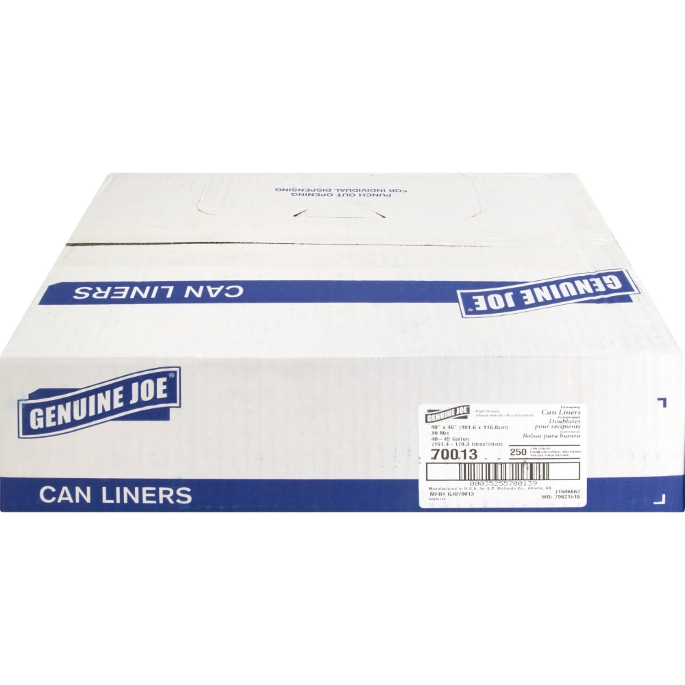 Genuine Joe Economy High-Density Can Liners, 45 Gallons, Translucent, Box Of 250