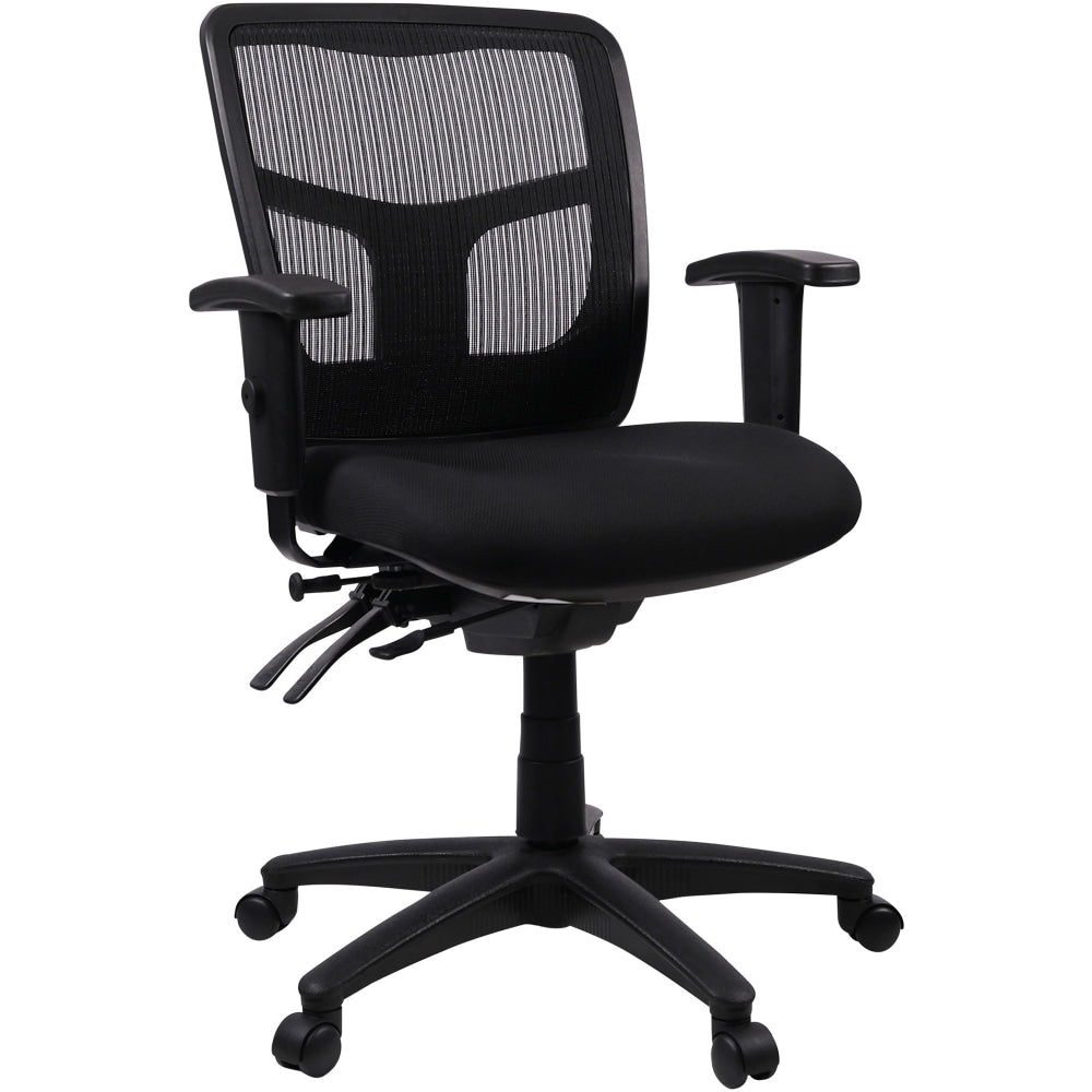 Lorell Ergonomic Mesh/Fabric Mid-Back Managerial Swivel Chair, Black