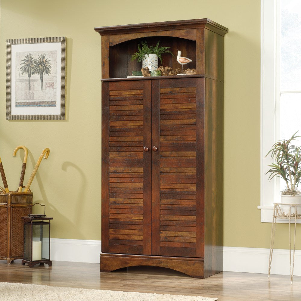 Sauder Harbor View Storage Cabinet, 3 Shelves, Curado Cherry