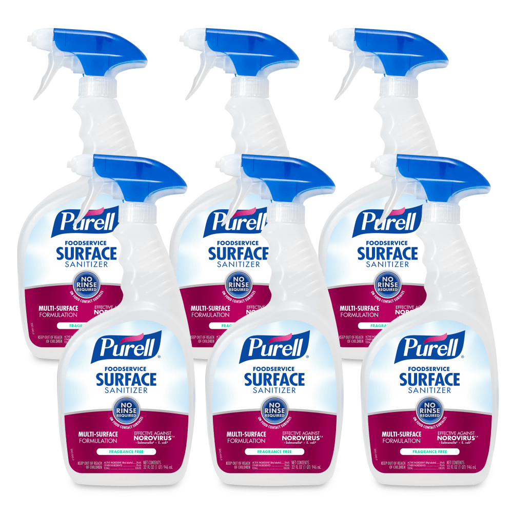 Purell Foodservice Surface Sanitizer Spray, Unscented, 32 Oz Bottle, Case Of 6