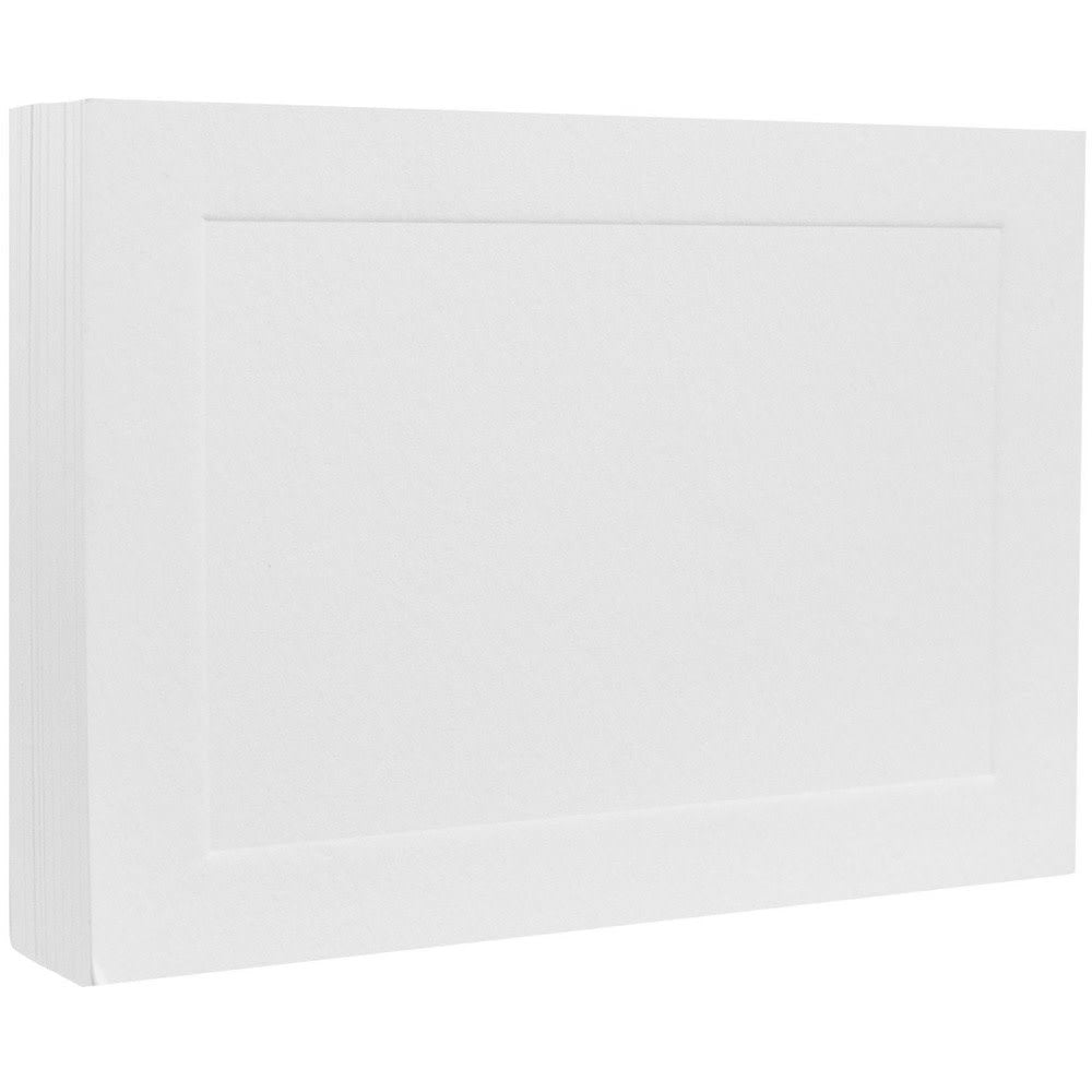 JAM Paper Blank Cards, 3 1/2in x 4 7/8in, With Panel Border, White, Pack Of 100