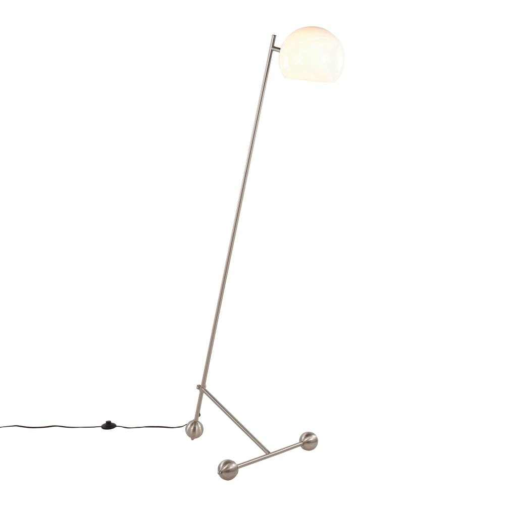 LumiSource Eileen Floor Lamp, 67inH, White Shade/Brushed Nickel Base