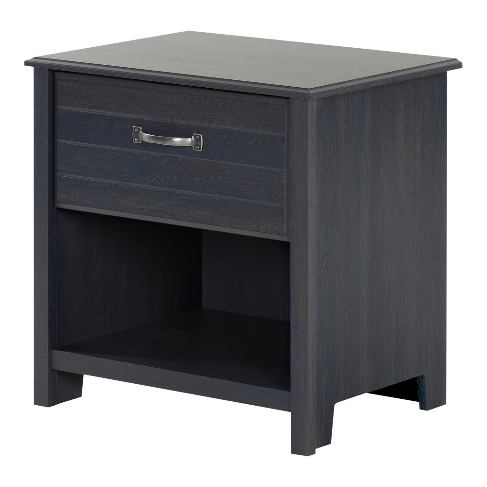 South Shore Ulysses 1-Drawer Nightstand, 22-1/2inH x 21-3/4inW x 17-3/4inD, Blueberry