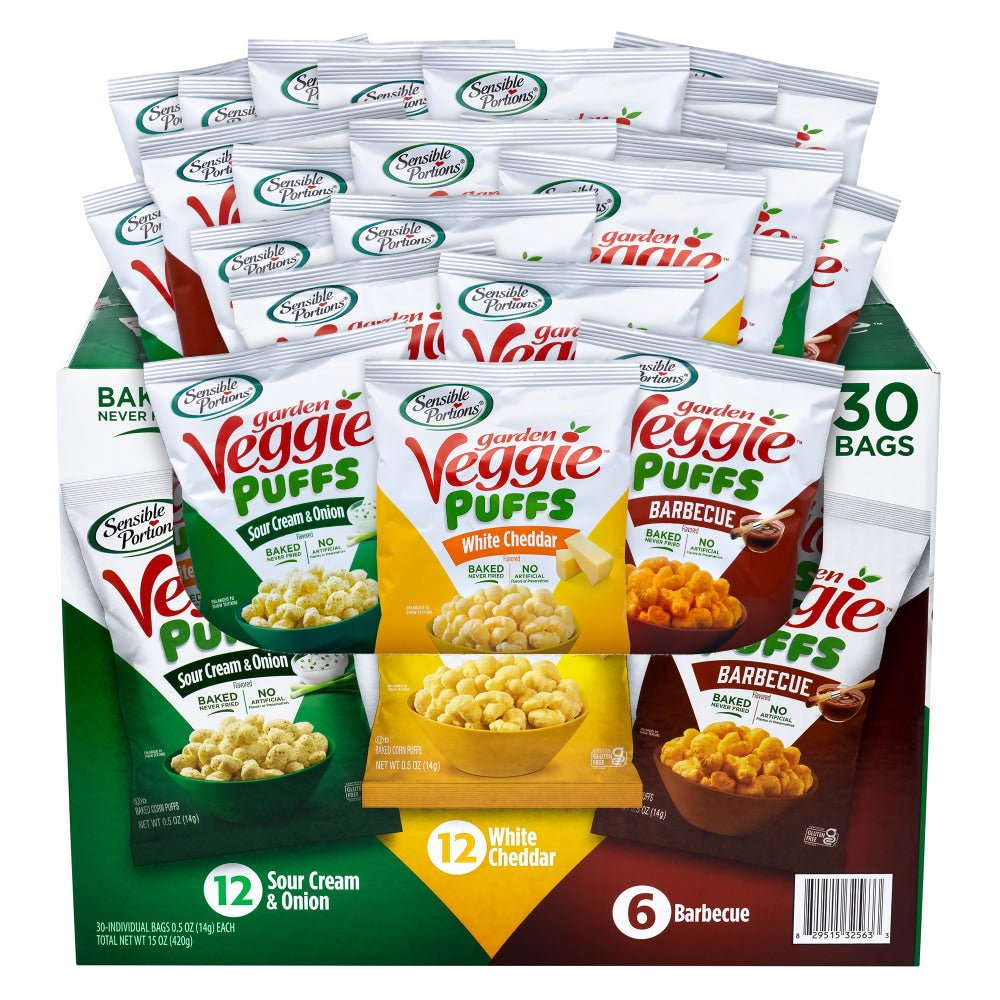 Sensible Portions Garden Veggie Puffs Variety Pack, 0.5 Oz, Pack Of 30