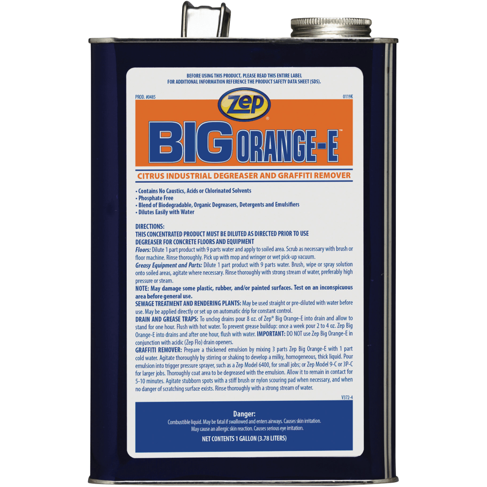 Zep Professional Big Orange-E Liquid Industrial Degreaser, 1 Gallon, Pack Of 4 Cans