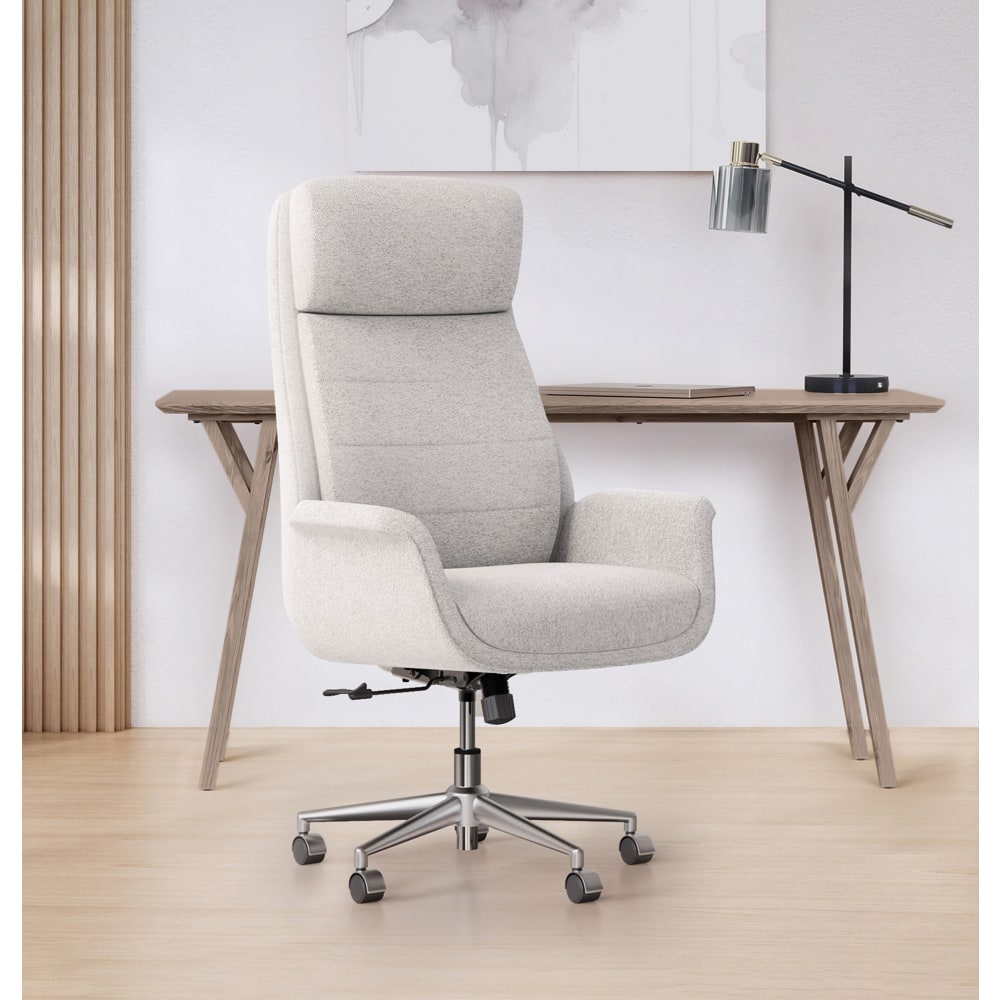 Realspace Modern Comfort Pizana Boucle Fabric High-Back Executive Office Chair, Light Sand/Brushed Nickel, BIFMA Compliant