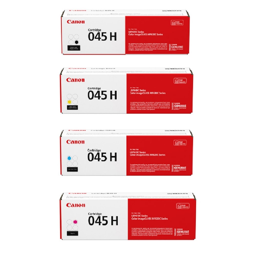 Canon 045H Black; Cyan; Magenta; Yellow High Yield Toner Cartridges Combo, Pack Of 4, 1246C001,1245C001,1244C001,1243C001