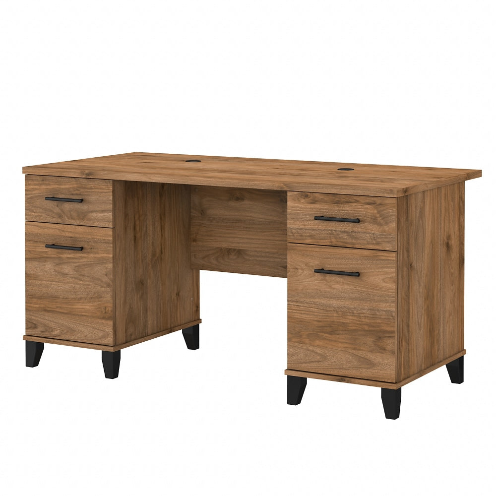 Bush Business Furniture Somerset 60inW Office Computer Desk With Drawers, Fresh Walnut, Standard Delivery