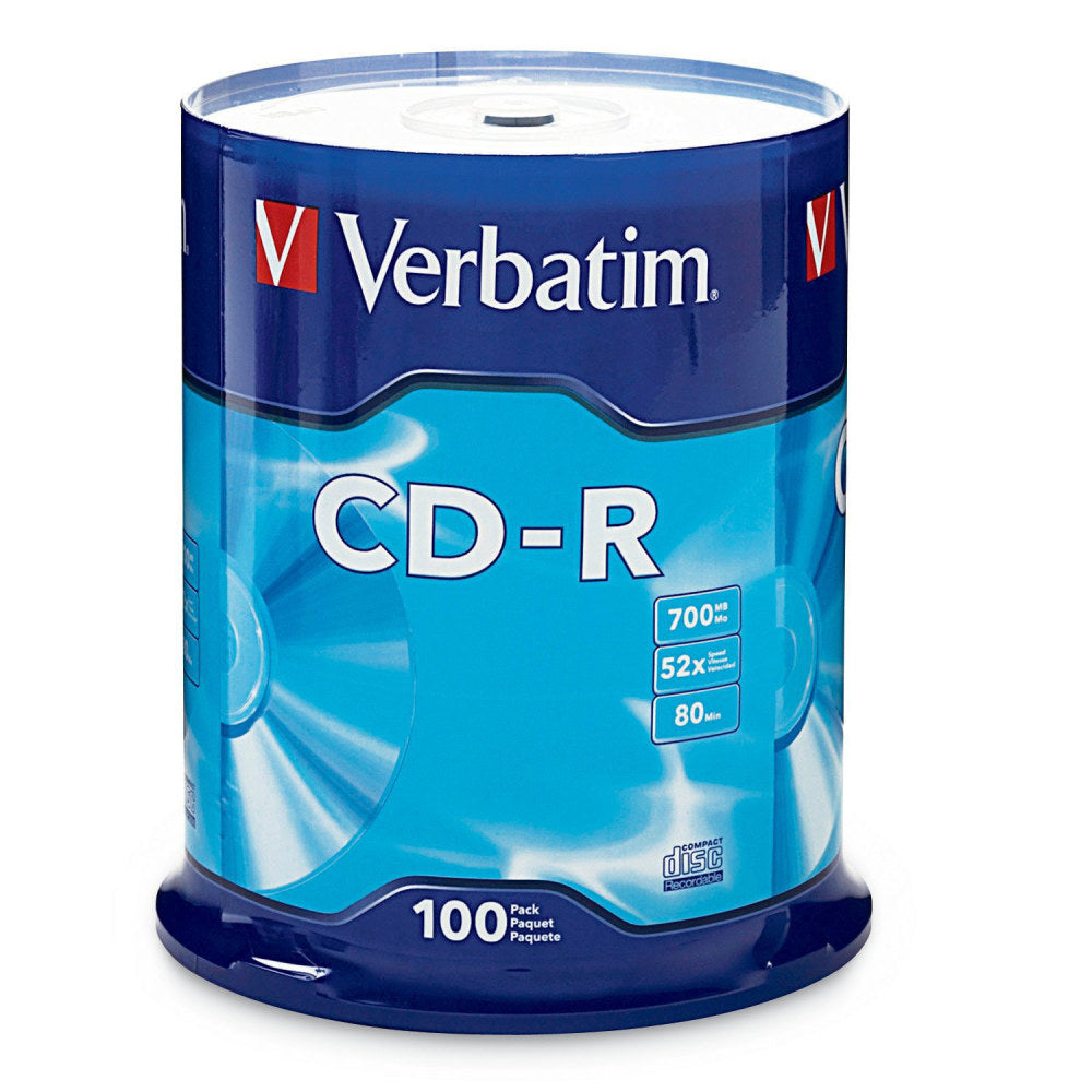 Verbatim CD-R Recordable Media, Spindle, 700MB/80 Minutes, Pack Of 100