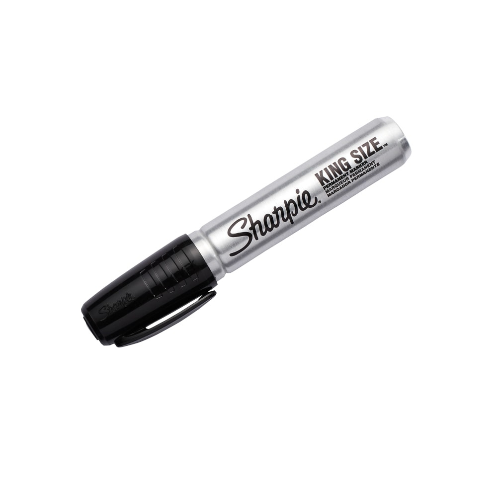 Sharpie King-Size Permanent Marker, Chisel Point, Aluminum Barrel, Black Ink