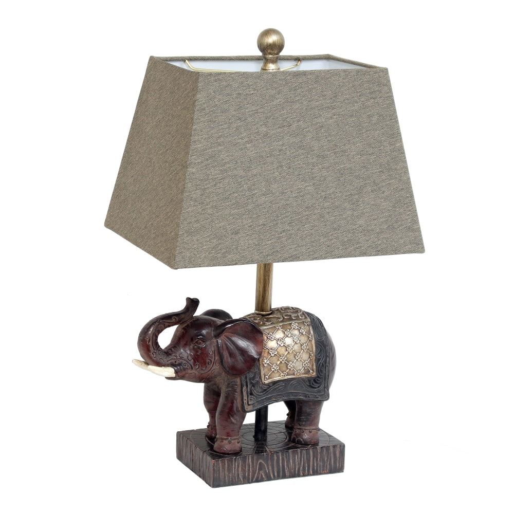 Lalia Home Elephant Table Lamp, 20-1/2inH, Brown Shade/Brown Base