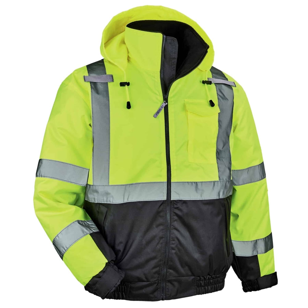 Ergodyne GloWear 8377 Type-R Class 3 Quilted Bomber Jacket, 4X, Lime