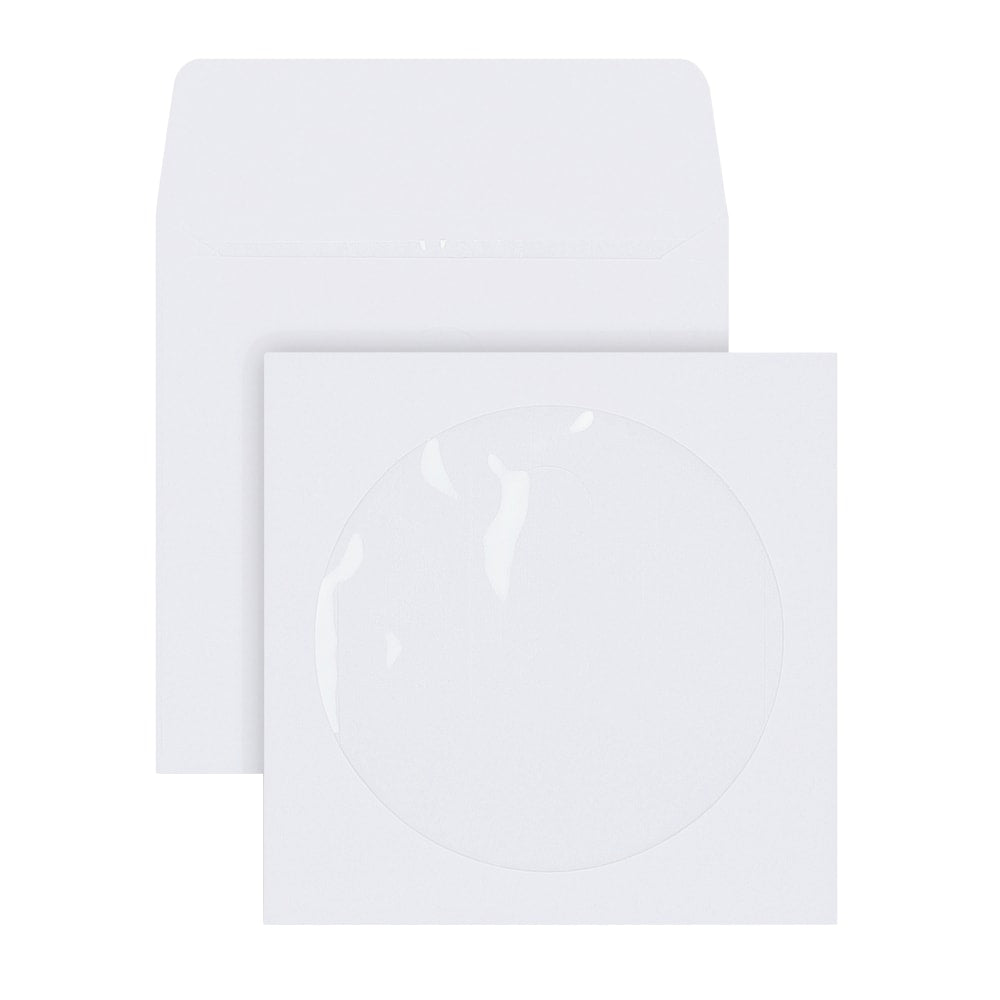 Office Depot Brand CD/DVD Window Envelopes, 5in x 5in, White, Pack Of 50