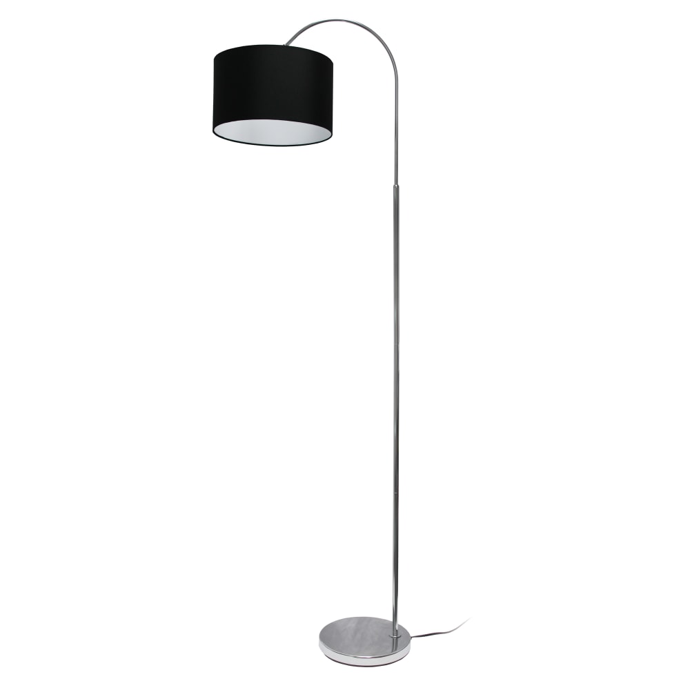 Simple Designs Arched Floor Lamp, 66inH, Black Shade/Brushed Nickel Base