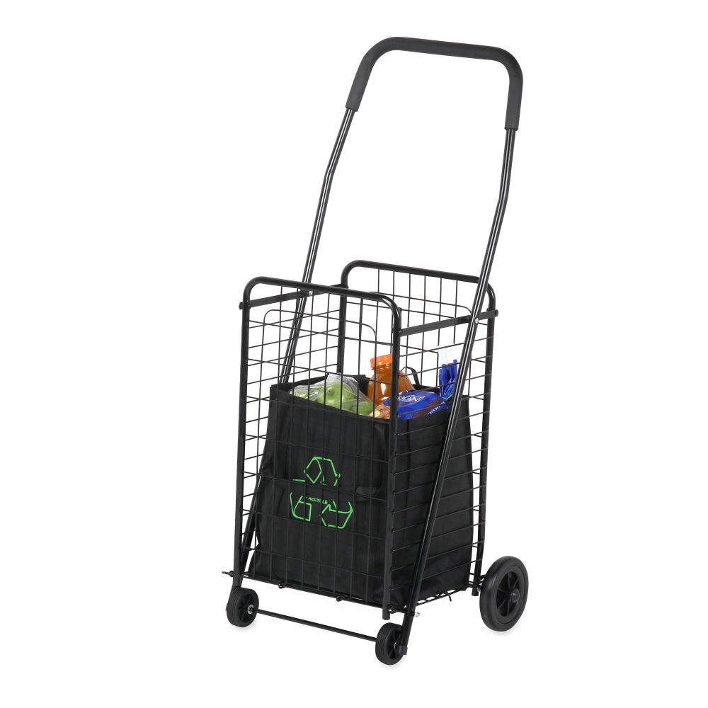 Honey-can-do CRT-01511 Medium Multi-Purpose Wheeled Utility Cart, Black - 50 lb Capacity - 4 Casters - 14in Length x 18.6in Width x 37.5in Height - Black Metal Frame