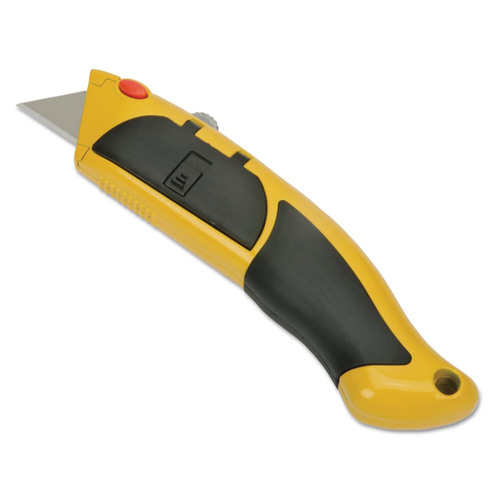 SKILCRAFT Heavy-Duty Utility Knife With Cushion Grip Handle, Yellow/Black (AbilityOne 5110-01-621-7915)