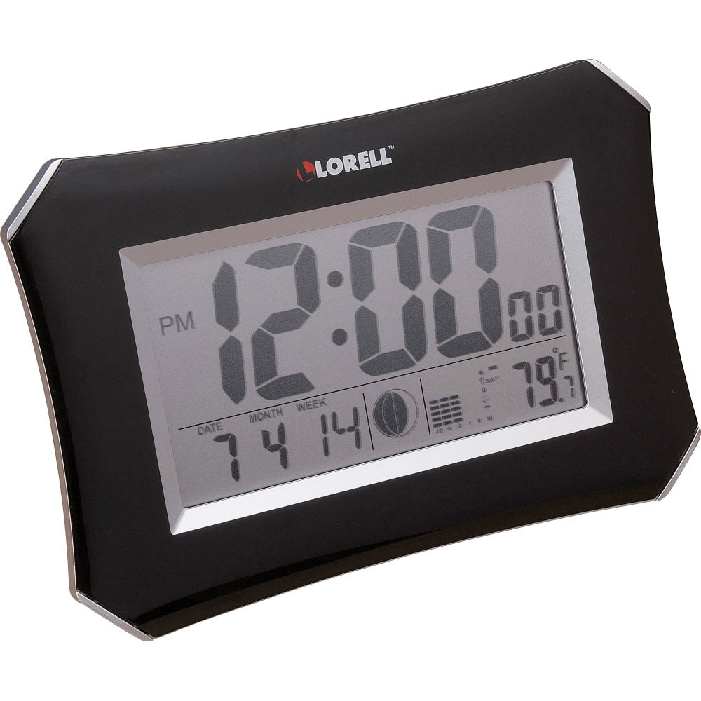 Lorell 10.3in Digital LCD Wall Alarm Clock, Black