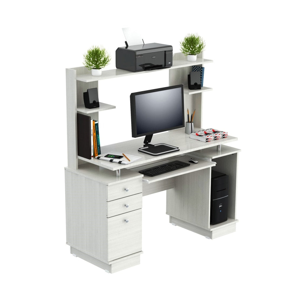 Inval Computer Work Center With Hutch, Laricina White