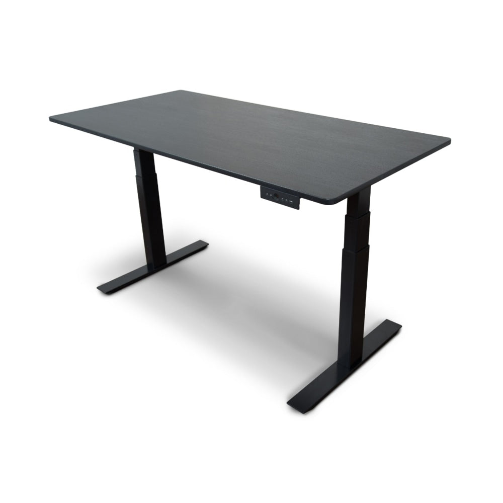 Luxor 59inW Wood Electric Standing Desk, Black Oak/Black