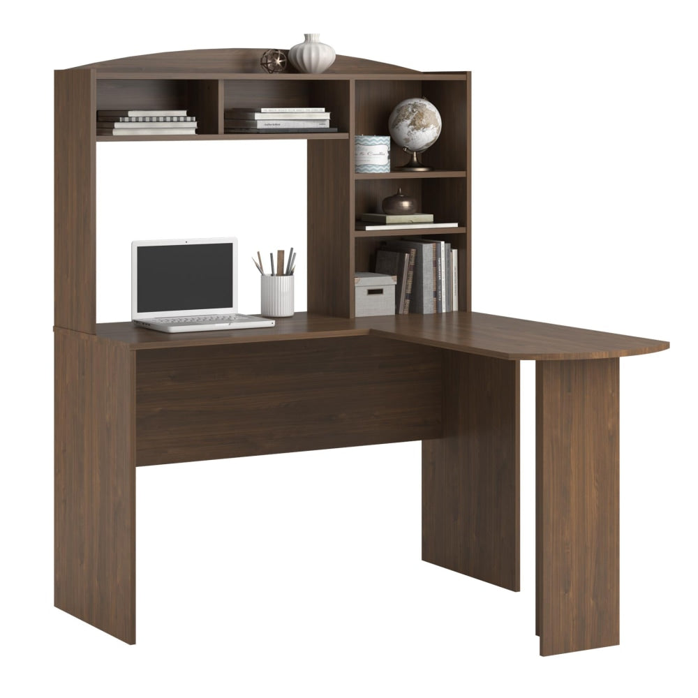 Ameriwood Home Sutton 47inW L-Shaped Corner Desk With Hutch, Walnut