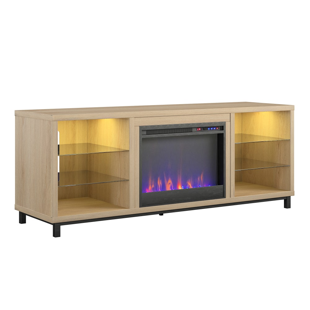 Ameriwood Home Lumina 70in Fireplace TV Stand, Natural