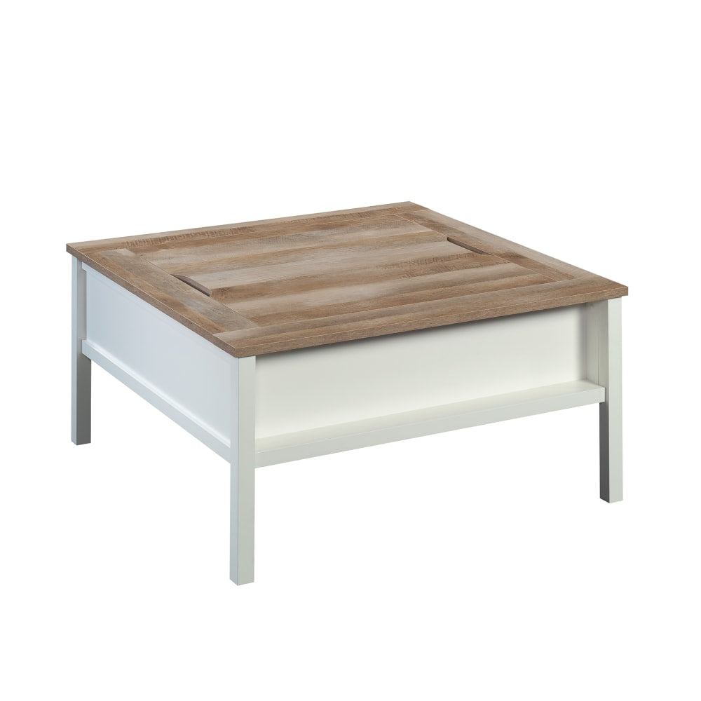 Sauder Cottage Road Coffee Table With Reversible Top, 19inH x 38-1/2inW x 39inD, Soft White/Lintel Oak