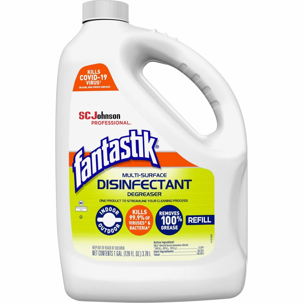 fantastik Disinfectant Degreaser - 128 fl oz (4 quart) - Fresh Scent - 4 / Carton - Disinfectant, Easy to Use, Rinse-free, Deodorize, Non-porous - White