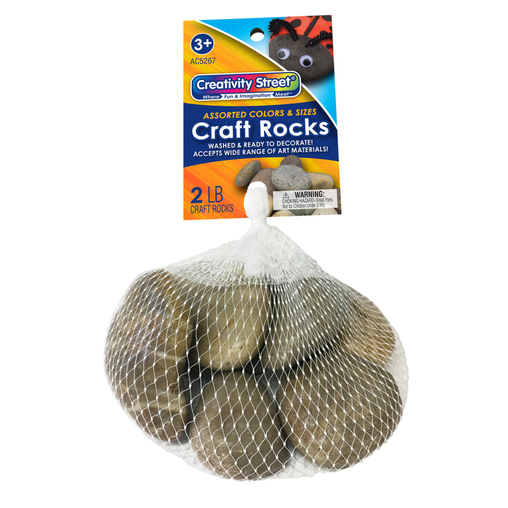 Creativity Street Stone Craft Rocks, 2 Lb, Assorted Colors, Pack Of 6 Bags