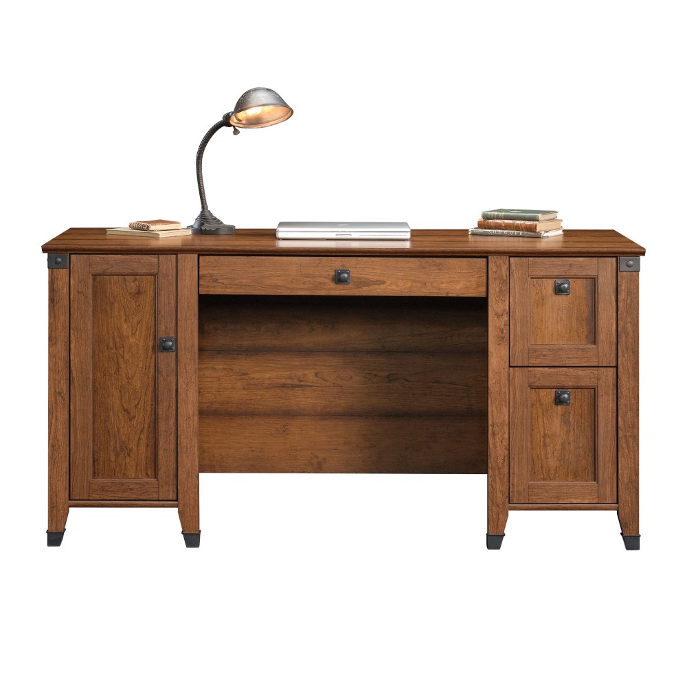 Sauder Carson Forge 60inW Computer Desk, Washington Cherry