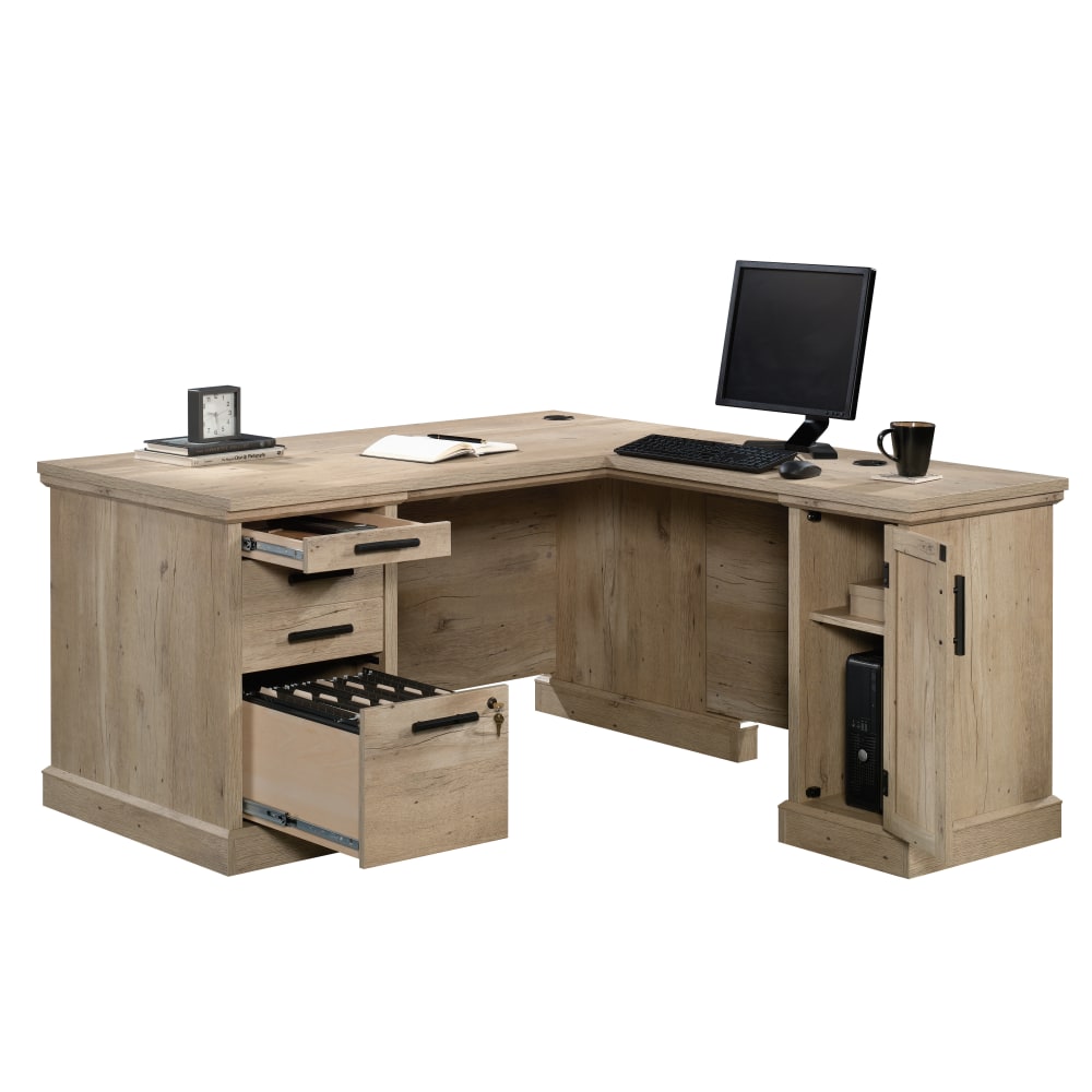 Sauder Mason Peak 60inW Commercial L-Shaped Computer Desk, Prime Oak