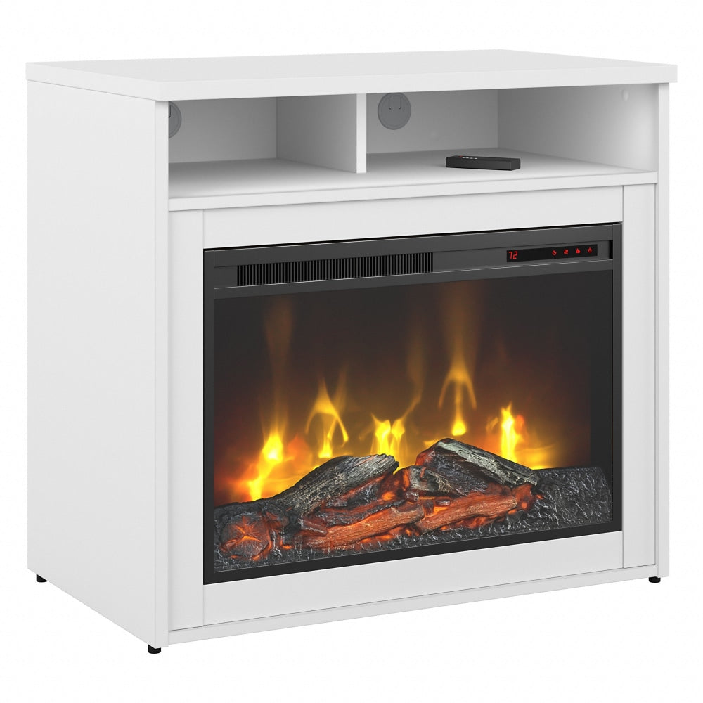 Bush Business Furniture Studio C 32inW Electric Fireplace With Shelf, White, Standard Delivery