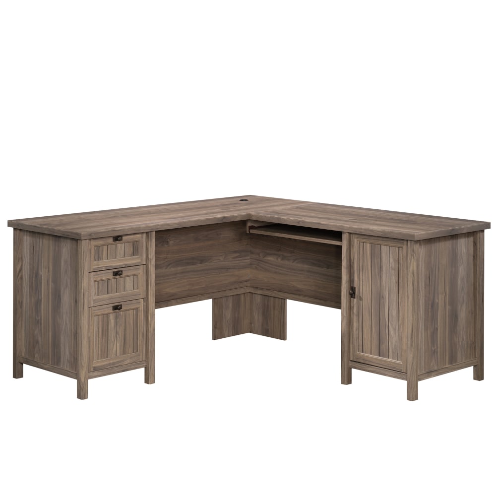 Sauder Costa 66inW L-Shaped Computer Desk, Washed Walnut