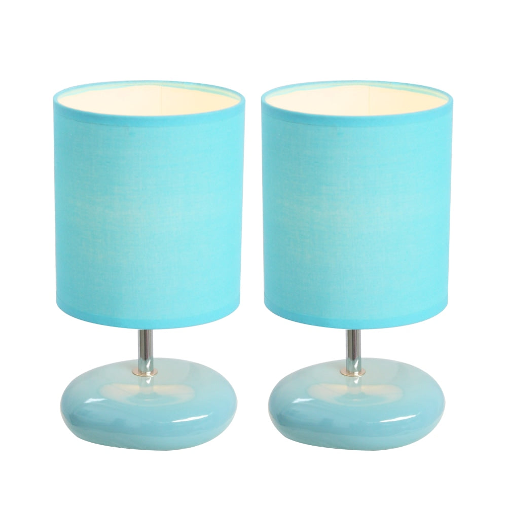 Simple Designs Stonies Small Stone Look Table Bedside Lamp, 10.24inH, Blue, 2pk