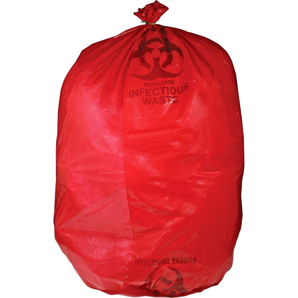 Unimed Red Biohazard Waste Bags, 30-33 Gallons, Box Of 50