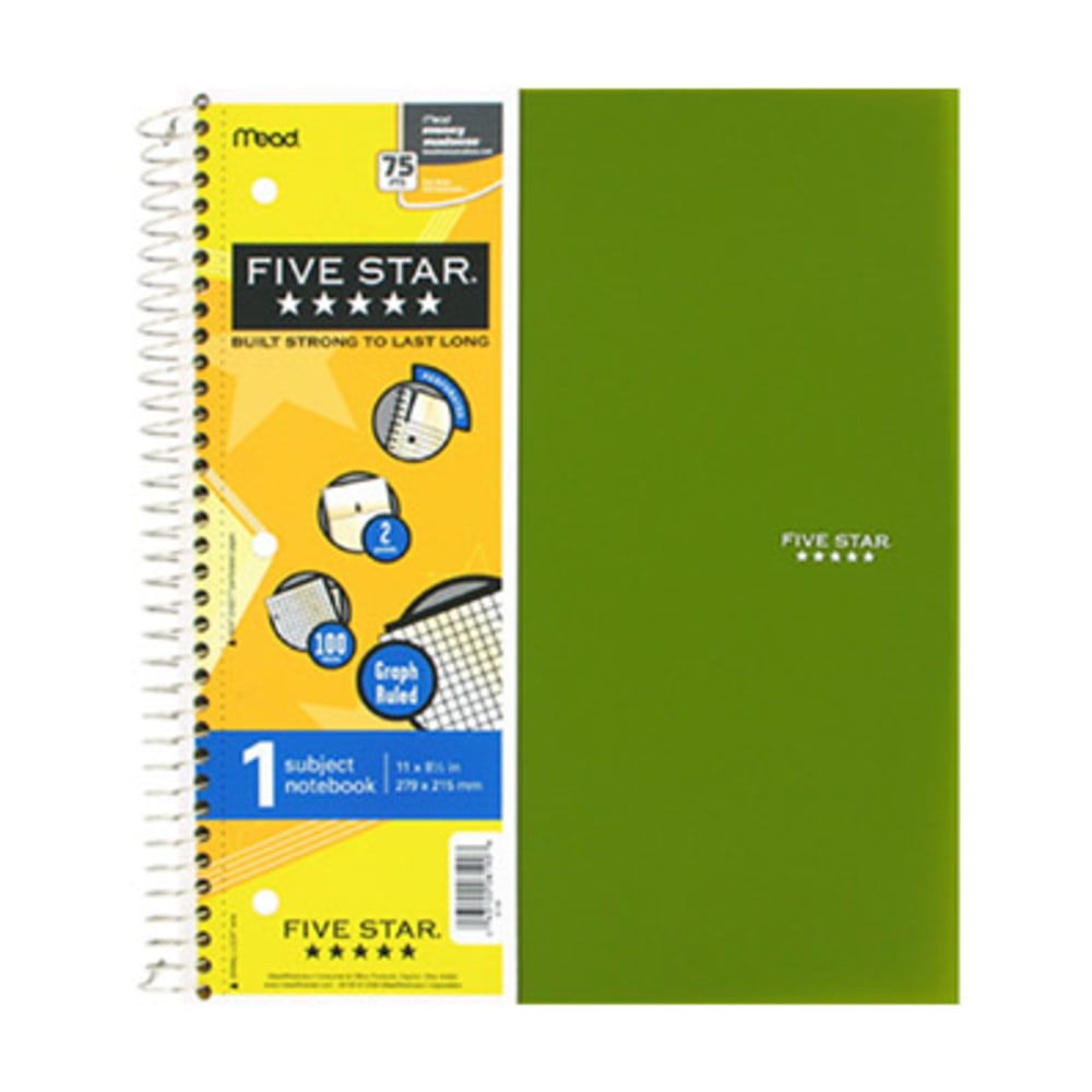 Five Star Wire-Bound Notebook, 1 Subject, Letter-Size, Quadrille Rule, Assorted