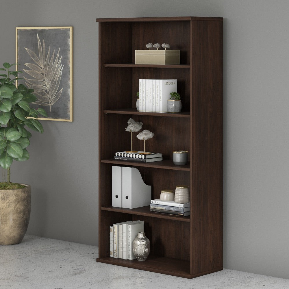 Bush Business Furniture Studio C 73inH 5-Shelf Bookcase, Black Walnut, Standard Delivery