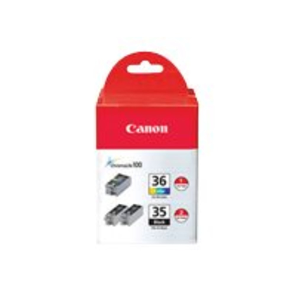 Canon PGI-35/CLI-36 Black And Tri-Color Ink Cartridges, Pack Of 3, 1509B007