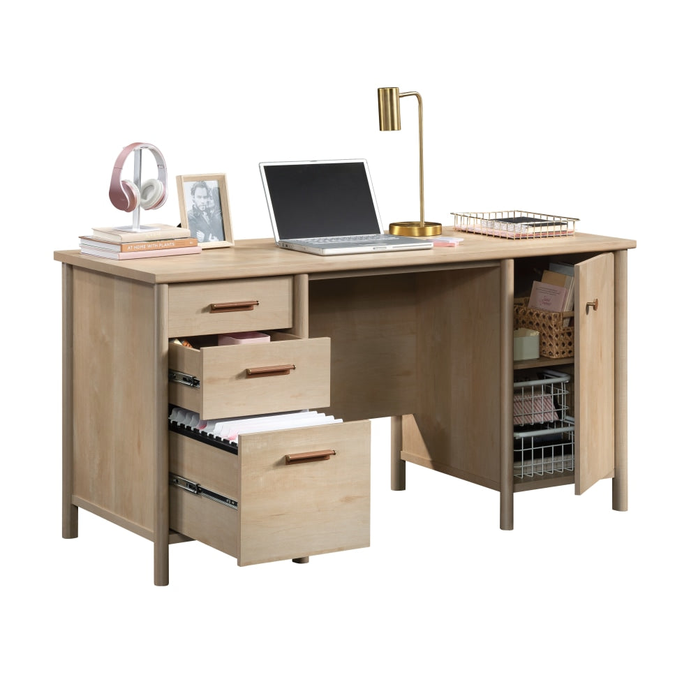 Sauder Whitaker Point 59inW Computer Desk With Pedestals, Natural Maple