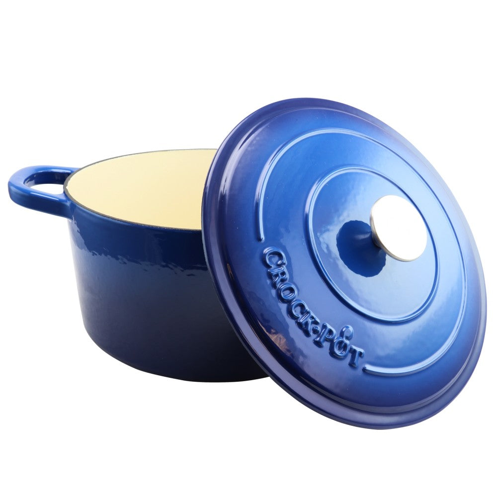 Crock-Pot Artisan 7-Quart Round Cast Iron Dutch Oven, Sapphire Blue