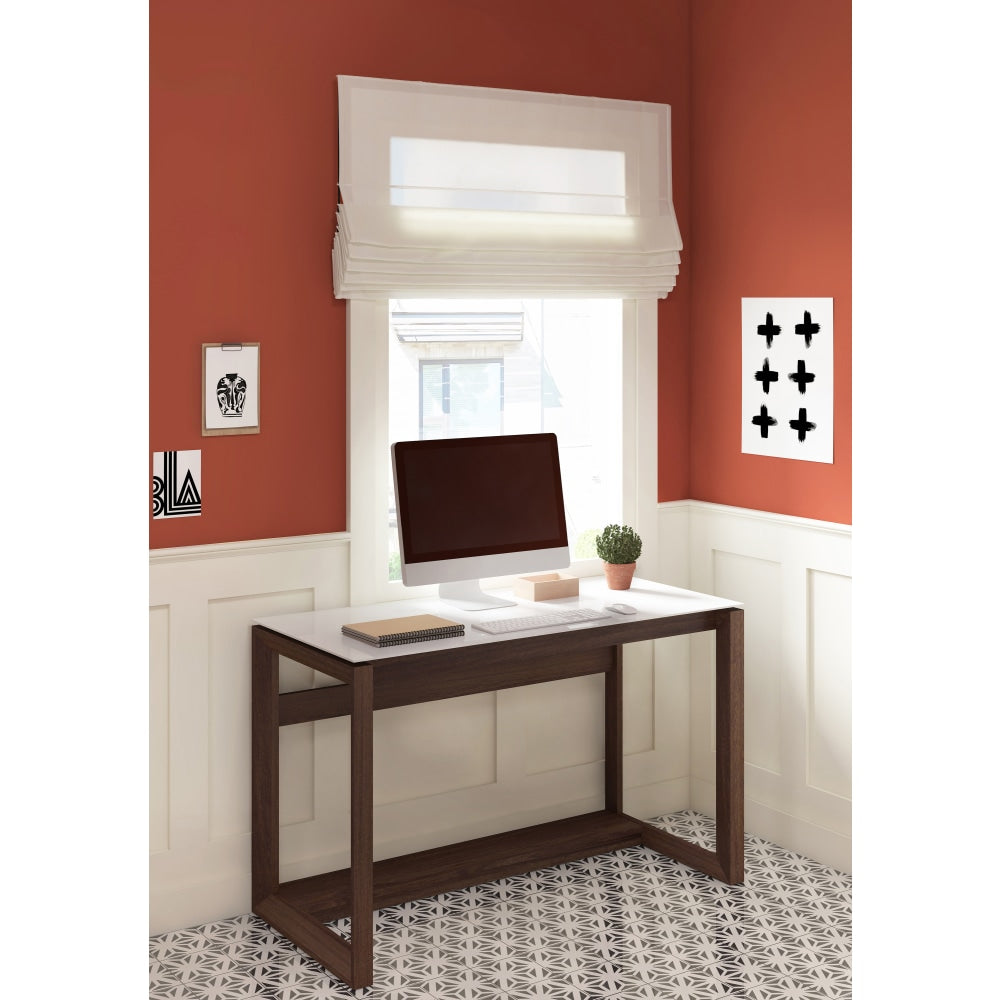 Whalen Cecile 48inW Writing Desk, Snowdrift White/Walnut