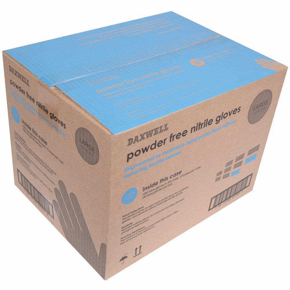 Daxwell Nitrile Gloves, Large, 100 Pairs Per Box, Case Of 10 Boxes