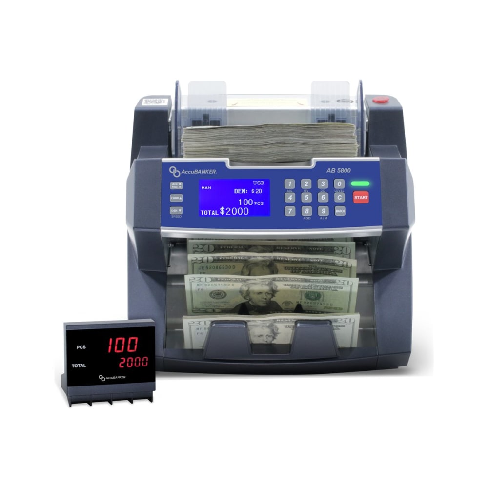 AccuBanker AB5800 Banknote Counter, 10inH x 10-7/16inW x 9-5/8inD