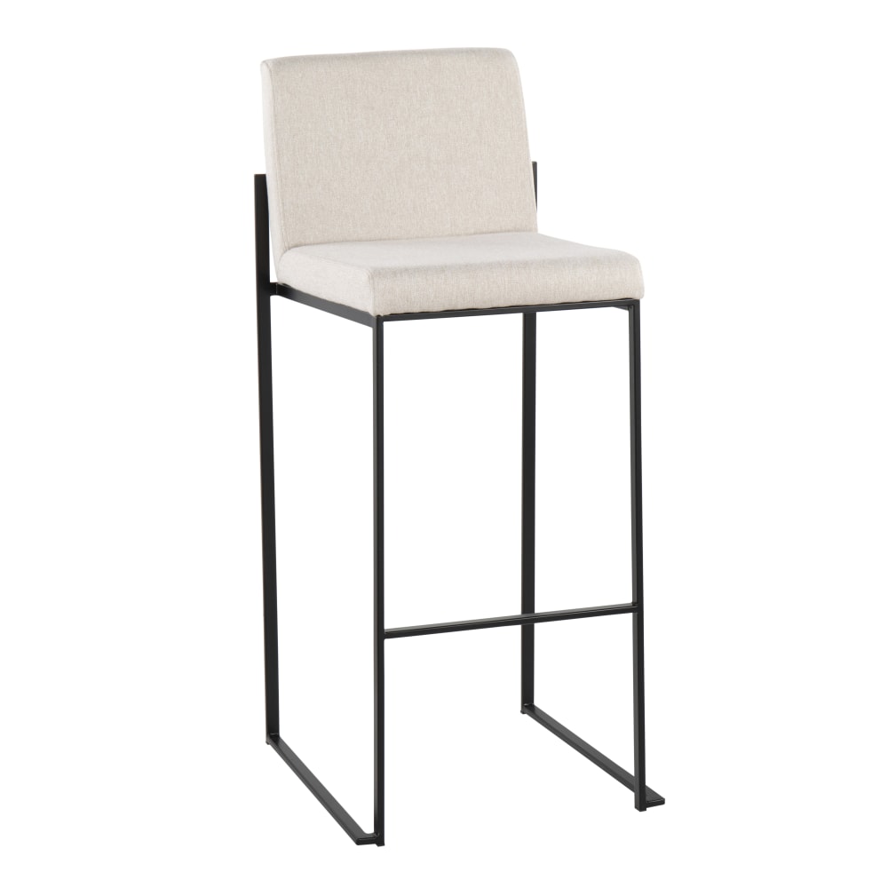 LumiSource Fuji High-Back Bar Stools, Beige/Black, Set Of 2 Stools