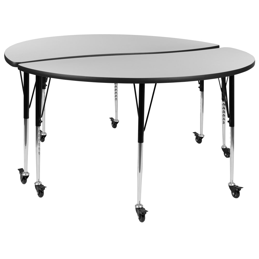 Flash Furniture Mobile Circle Wave Flexible Thermal Laminate Adjustable 2-Piece Activity Table Set, 30inH x 60inW x 30inD, Gray