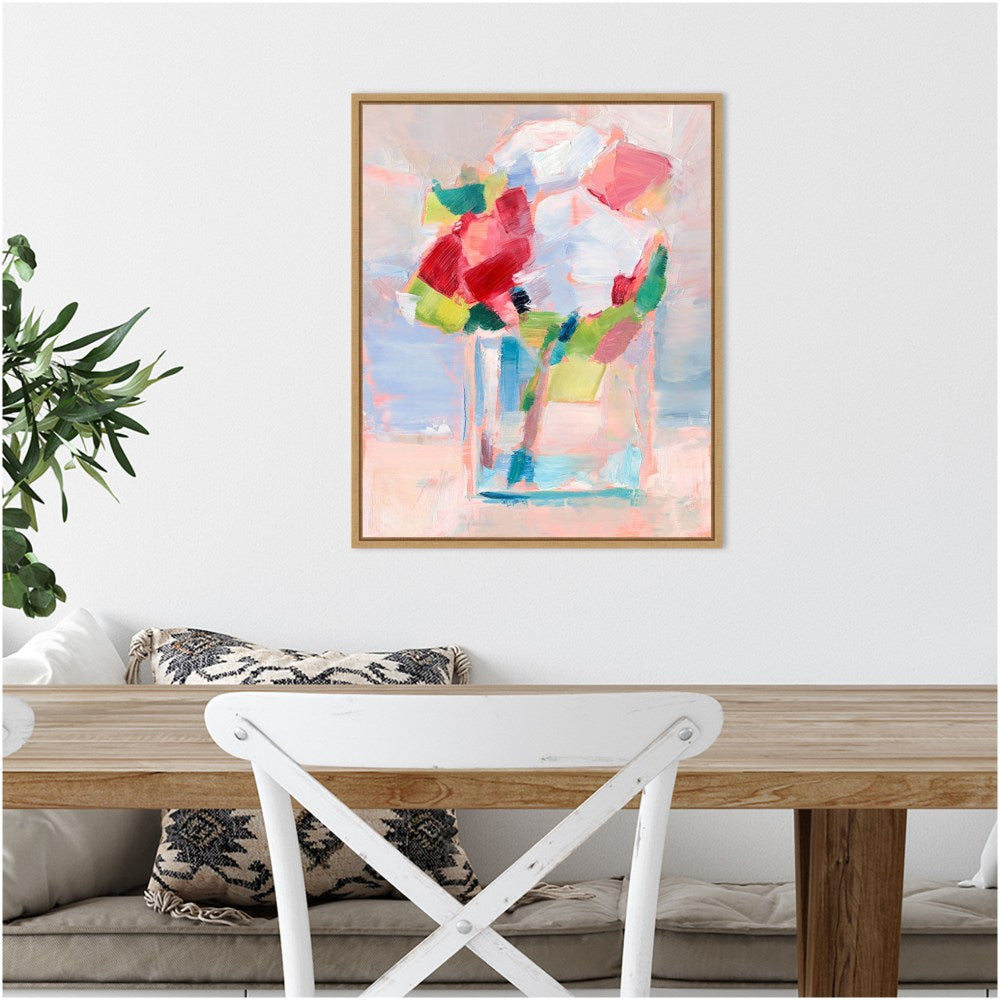 Amanti Art Abstract Flowers in Vase II by Ethan Harper Framed Canvas Wall Art Print, 20inH x 16inW, Maple