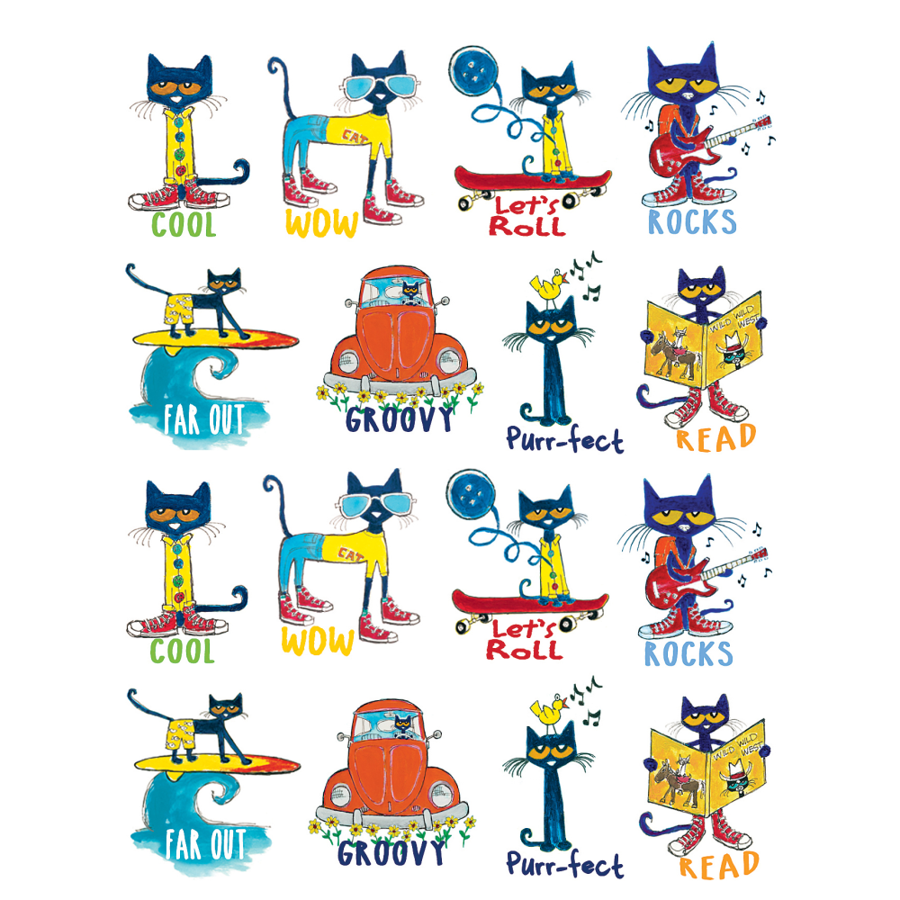 Edupress Pete the Cat Stickers, 96 Stickers Per Pack, Set Of 12 Packs