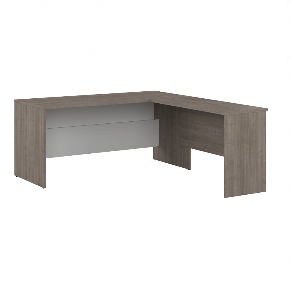 Bestar Ridgeley 65inW L-Shaped Corner Desk, Silver Maple/Pure White