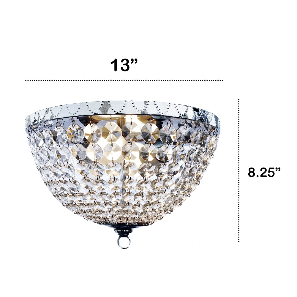 Lalia Home Drop 2-Light Flush-Mount Ceiling Lamp, 13inH, Crystal/Chrome